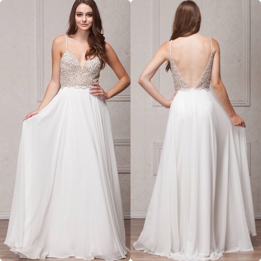 Off White Beaded Evening Gown or Wedding Dress